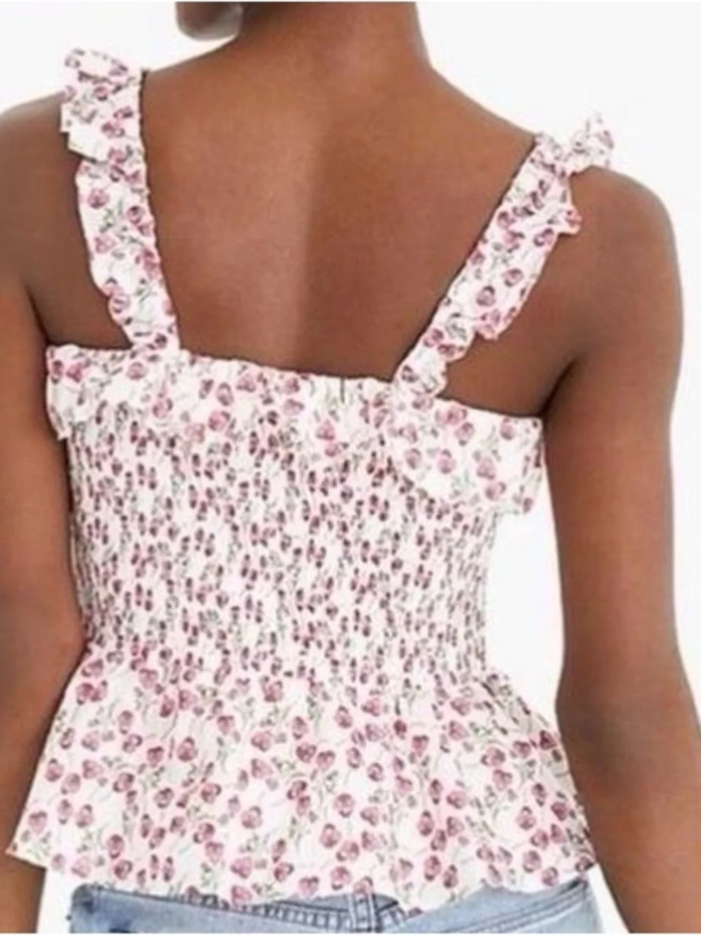 J. CREW x Liberty Rose Floral Fabric Smocked Ruffle Tank Top Women's Size M